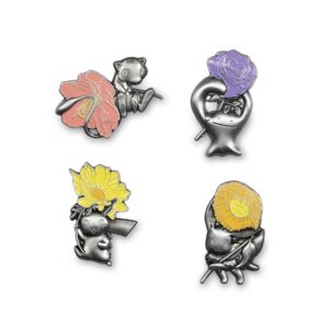3-Pikachu & Mew Admiration Flower Pin Box Set-1